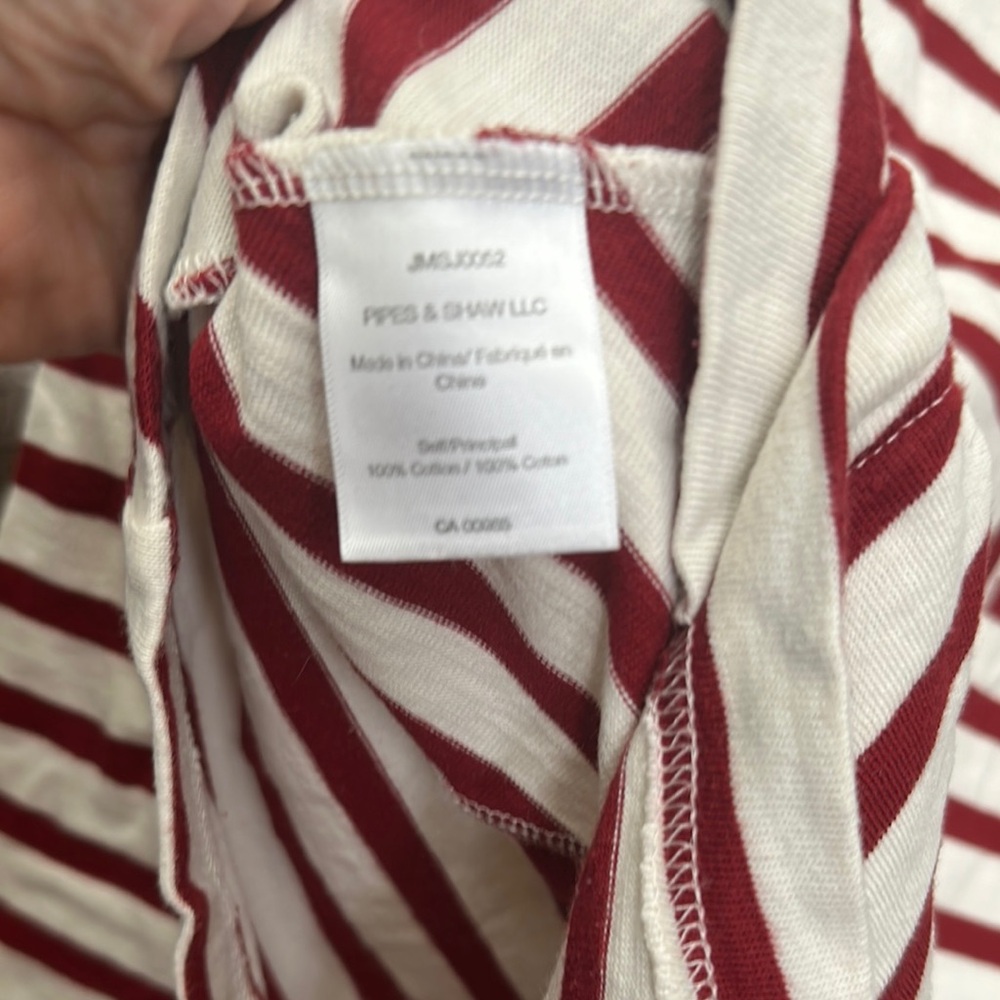 Veronica Beard Red Striped Cotton top with 3/4 Sleeves - Picture 5 of 5